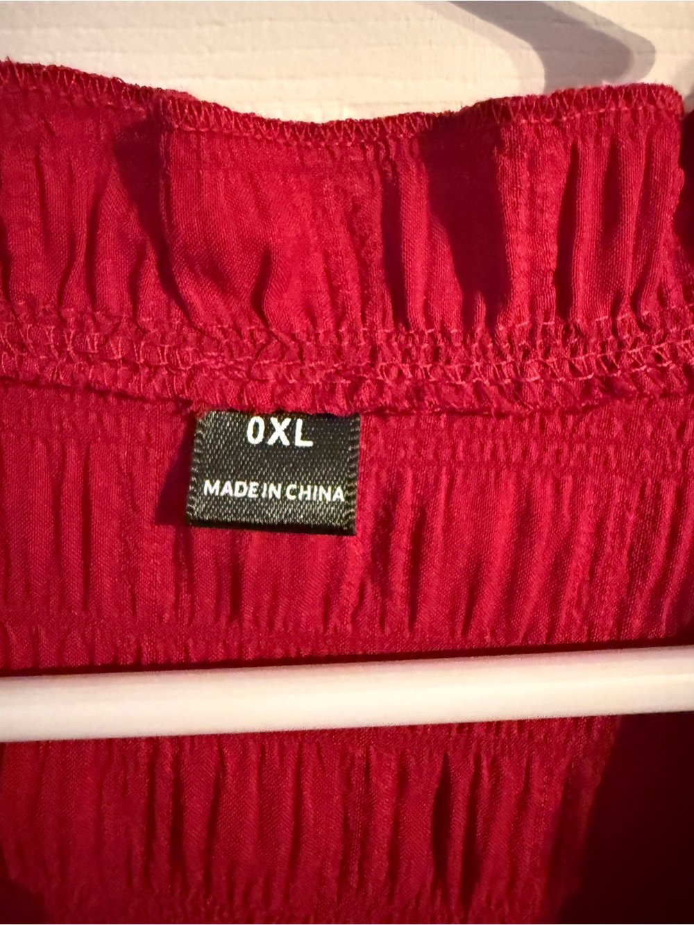 SHEIN Textured Ruffle V-Neck Blouse - Red - Picture 2 of 3